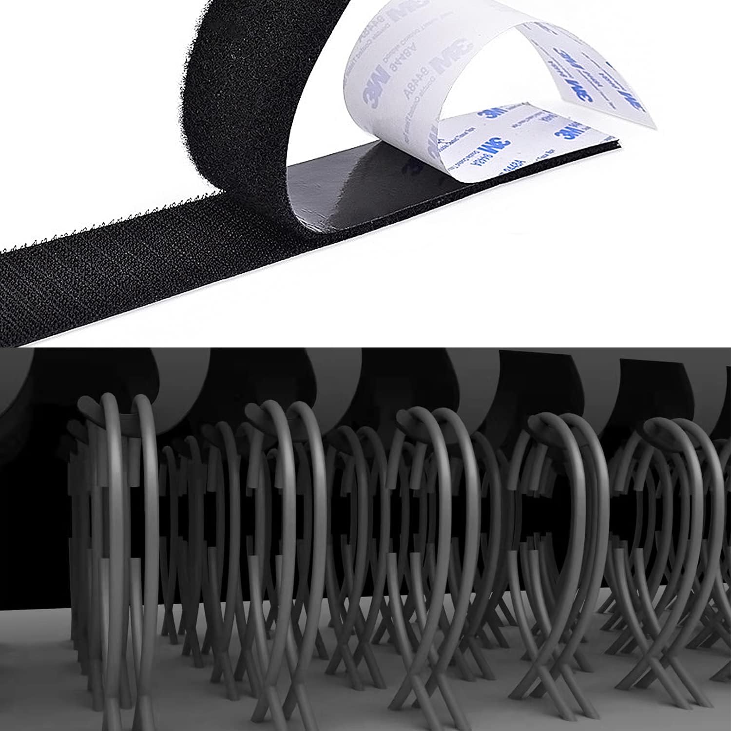 Hook and Loop Tape 2in x 10ft self Adhesive Sticky Back Interlocking Nylon Fabric Fastener Heavy Duty Adhesion Strip Tape reclosable Black - Image 4